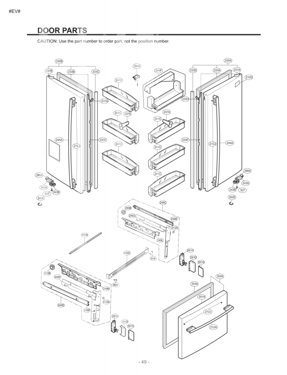 DOOR PARTS Diagram and Parts List for LFD22860SW GM-F228JQKA LG Refrigerator
