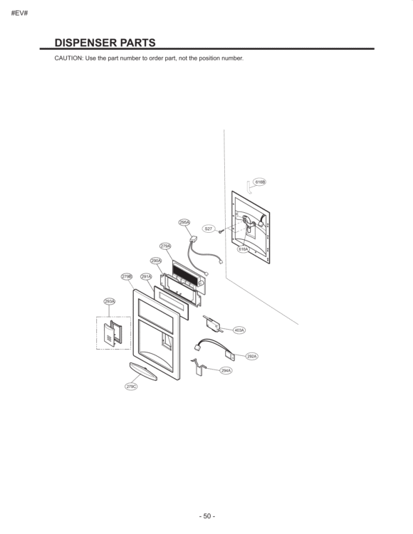 DISPENSER PARTS Diagram and Parts List for LFD22860SW GM-F228JQKA LG Refrigerator