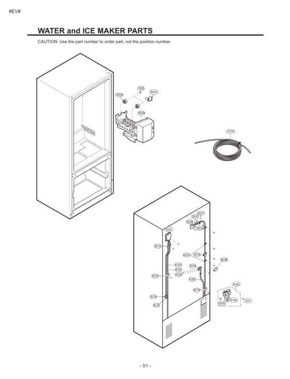 WATER and ICE MAKER PARTS Diagram and Parts List for LFD22860SW GM-F228JQKA LG Refrigerator