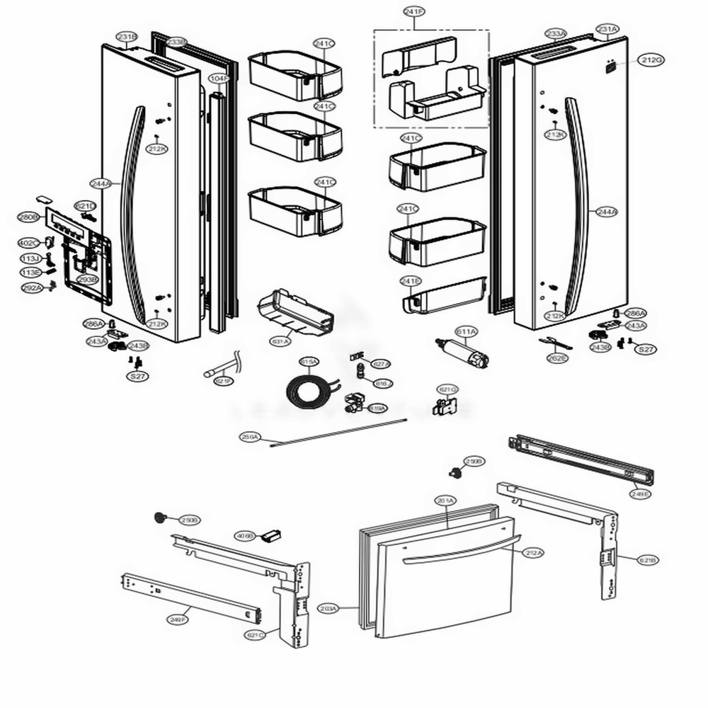 Door Parts Diagram and Parts List for 71323 ASTCSE3 LG Refrigerator