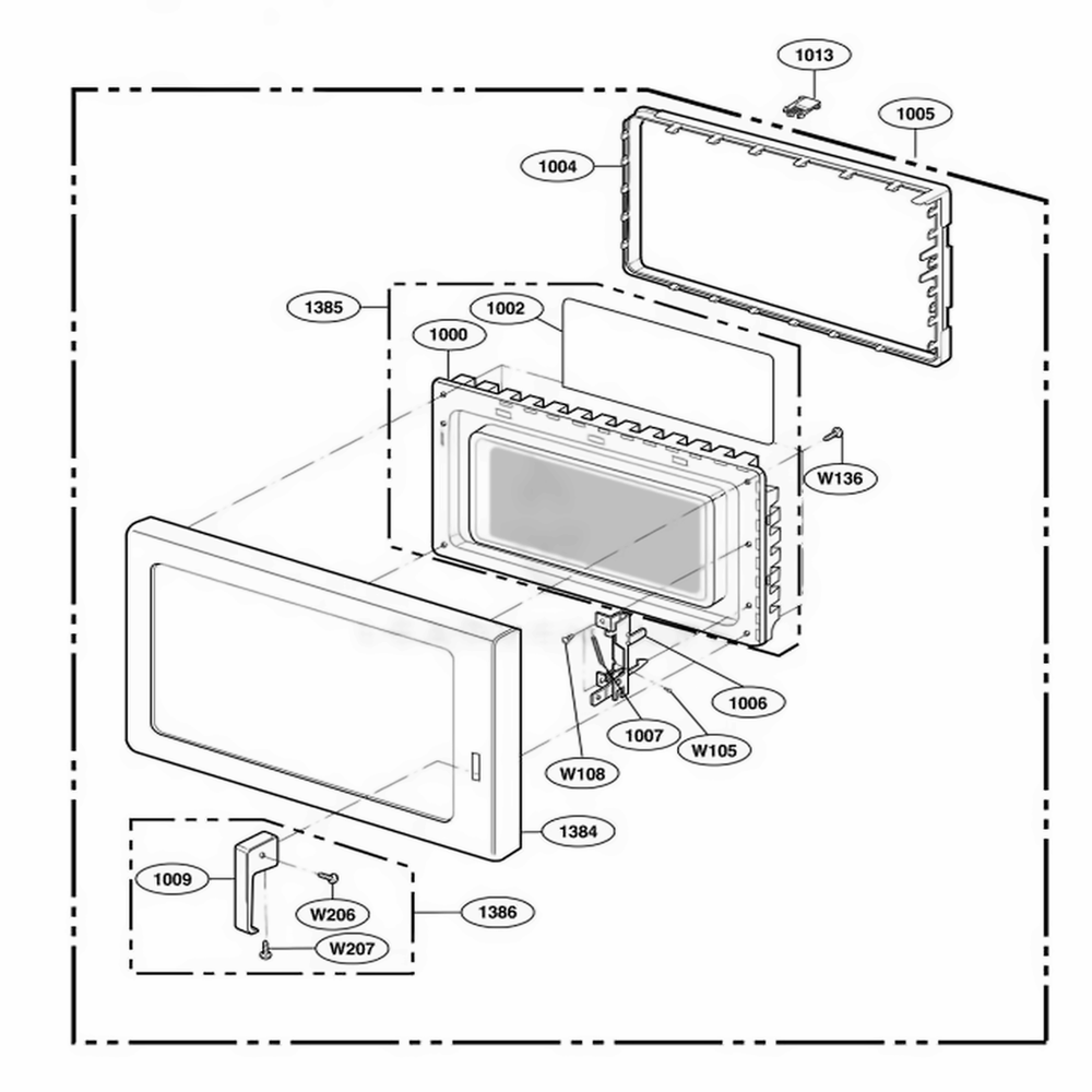 Door Parts Diagram and Parts List for RFS12SW2A ASTESUB LG Range