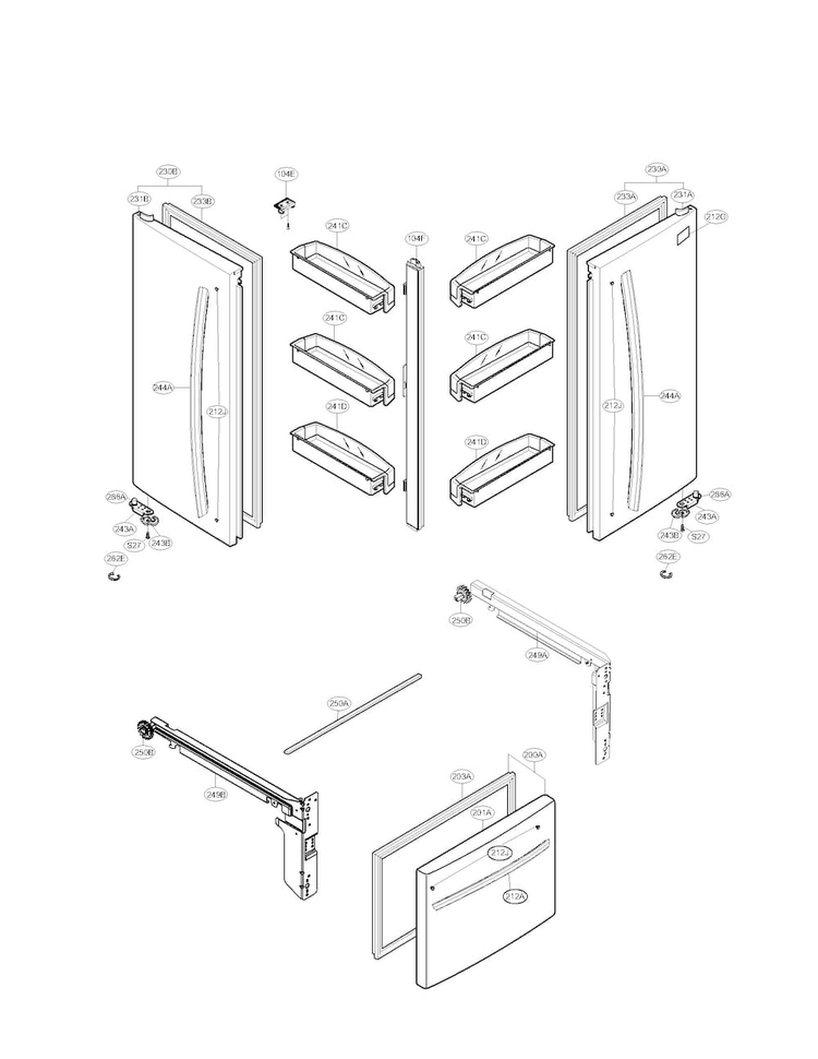 Door Parats Diagram and Parts List for LFC20770SB 00 LG Refrigerator