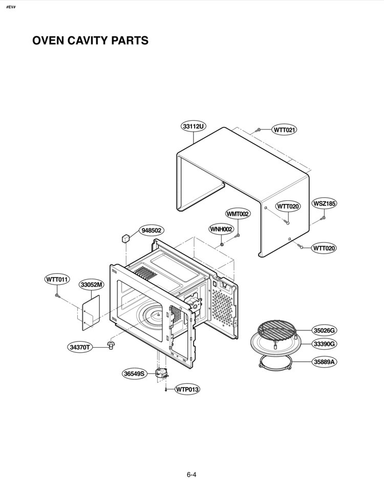 OVEN CAVITY PARTS Diagram and Parts List for LMH1517CVST  LG Microwave