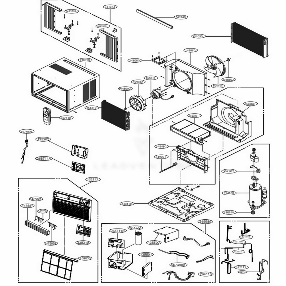Main Diagram and Parts List for LW1016ER AT1AUSH LG Air Conditioner