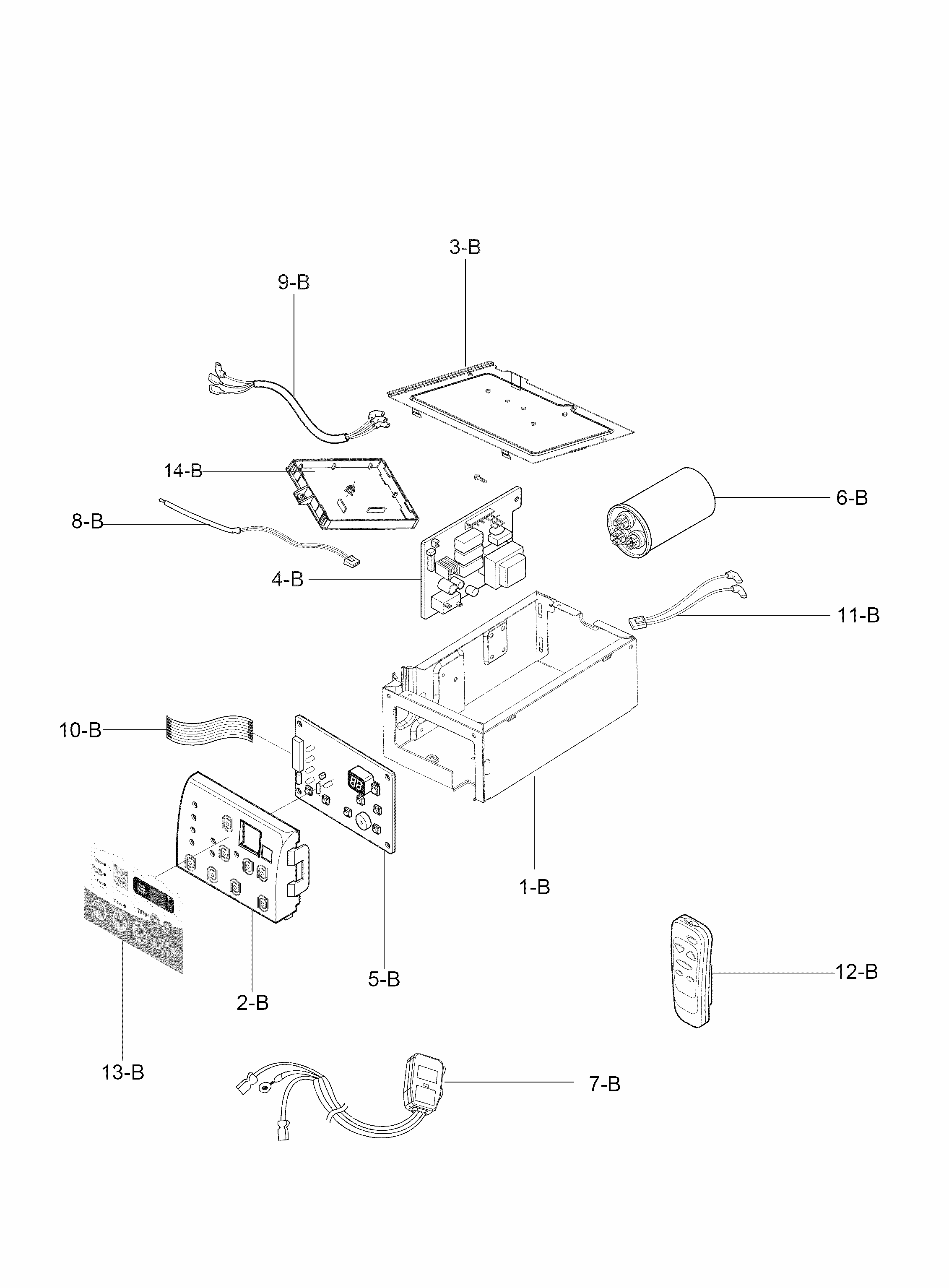 Control Box Parts Diagram and Parts List for 58076081800  Kenmore Air Conditioner