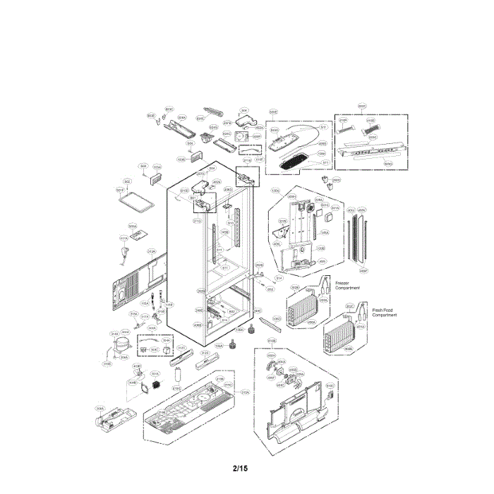 Case Diagram and Parts List for LFCS31626S 00 LG Refrigerator