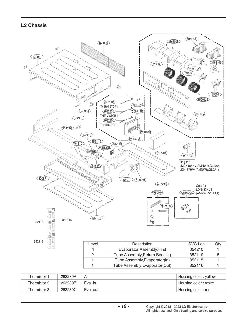 Diagram 1 Diagram and Parts List for LDN127HV4 BWHBEUS LG Air Conditioner