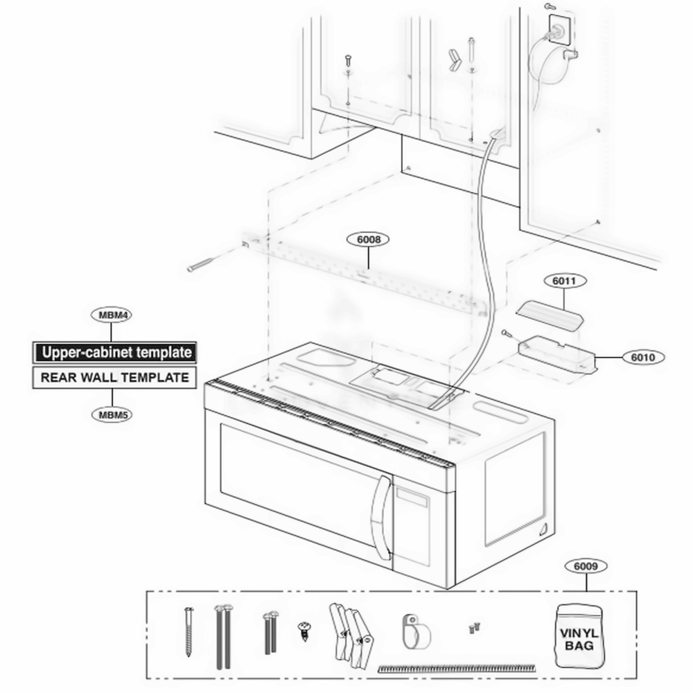 Installation Parts Diagram and Parts List for LMV1765ST CS2ELNA LG Range