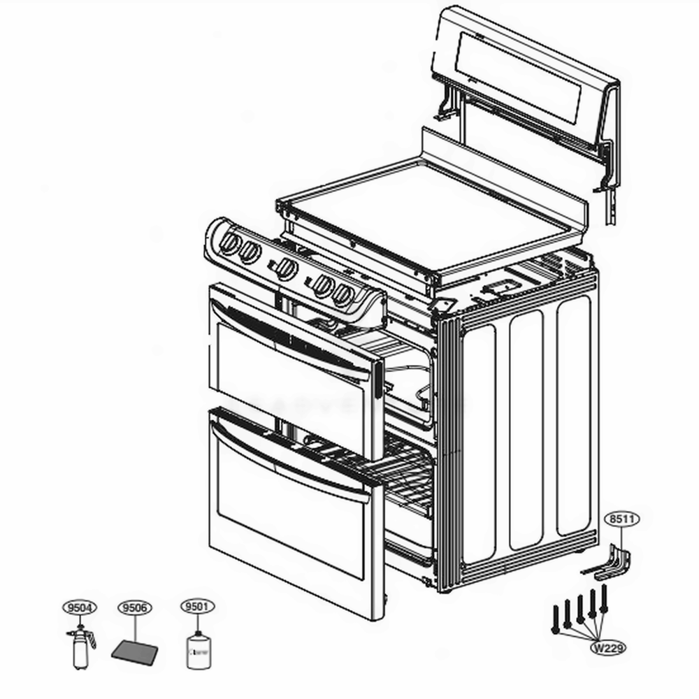 Main Diagram and Parts List for LDE4415BD ABDLLGA LG Range