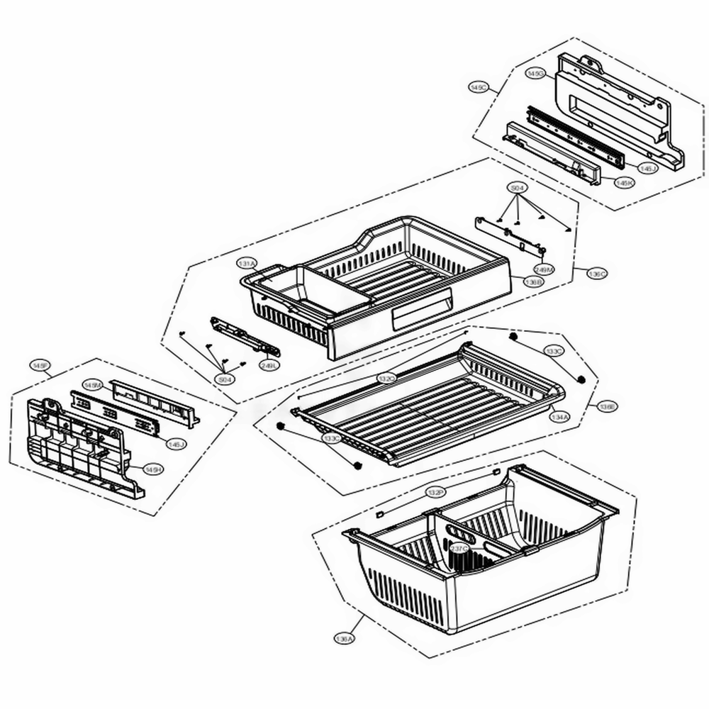 Freezer Parts Diagram and Parts List for LFXS30766D ASBCNA0 LG Refrigerator
