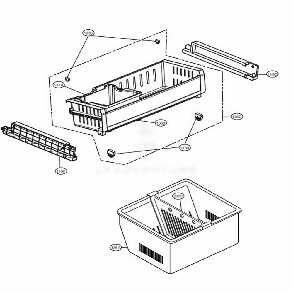 Freezer Parts Diagram and Parts List for LFX25973SB AWBCNA5 LG Refrigerator
