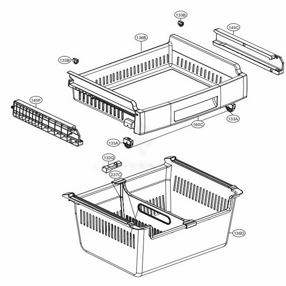 Freezer Parts Diagram and Parts List for LFNS22520S ASTCNA0 LG Refrigerator
