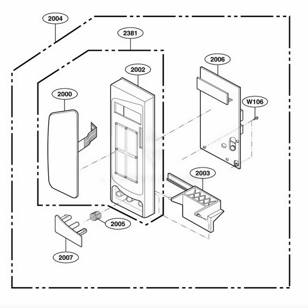 Control Panel Parts Diagram and Parts List for 65052 CWHESEA LG Wall Oven