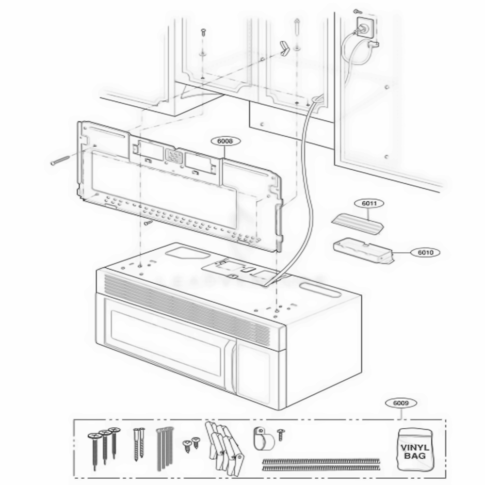 Installation Parts Diagram and Parts List for MV1526B ABKESEG LG Wall Oven