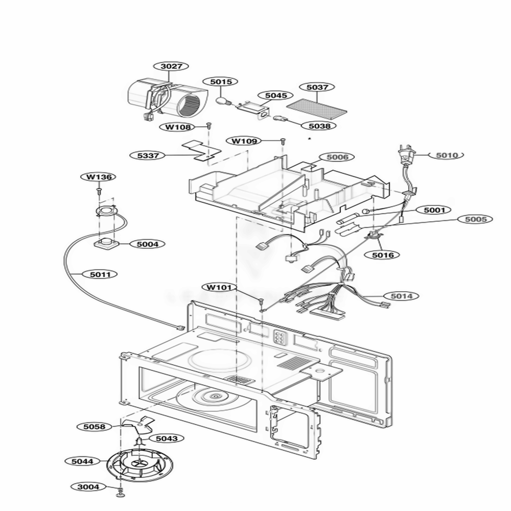 Interior Parts 2 Diagram and Parts List for 80592 AW1ESEA LG Microwave
