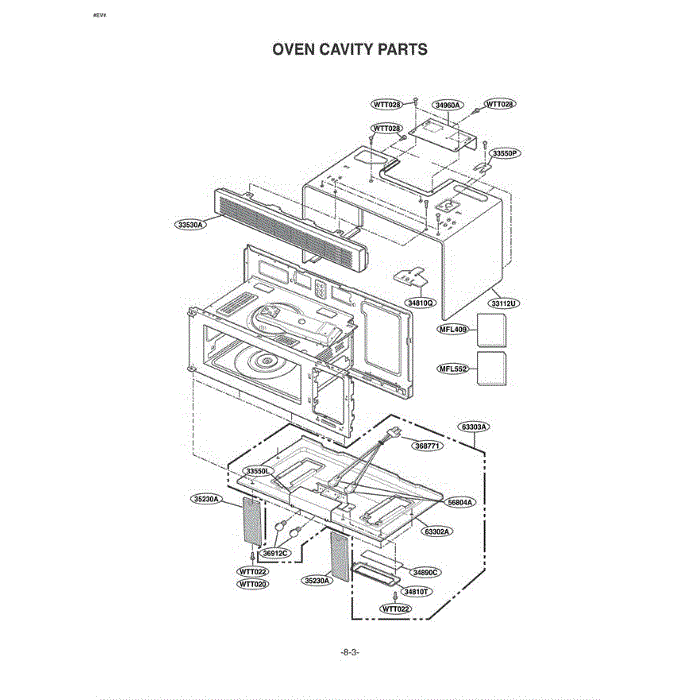 Section 6 Diagram and Parts List for MV-1515W WHEGSE LG Microwave Oven Combo