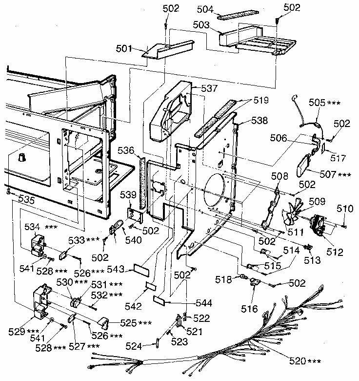 Switches And Microwave Diagram and Parts List for 7218965381  Kenmore Microwave