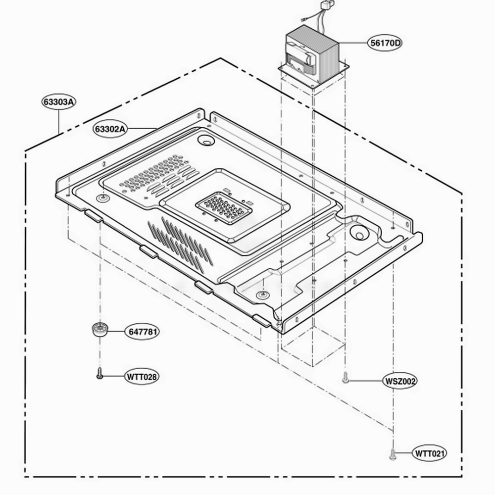 Base Plate Parts Diagram and Parts List for MA1012B BKEGSE LG Wall Oven
