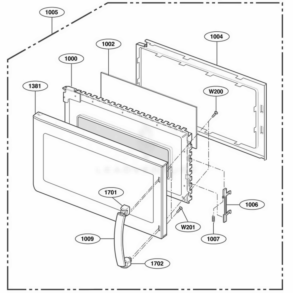 Door Parts Diagram and Parts List for HMV9306 ABKEBSU LG Range