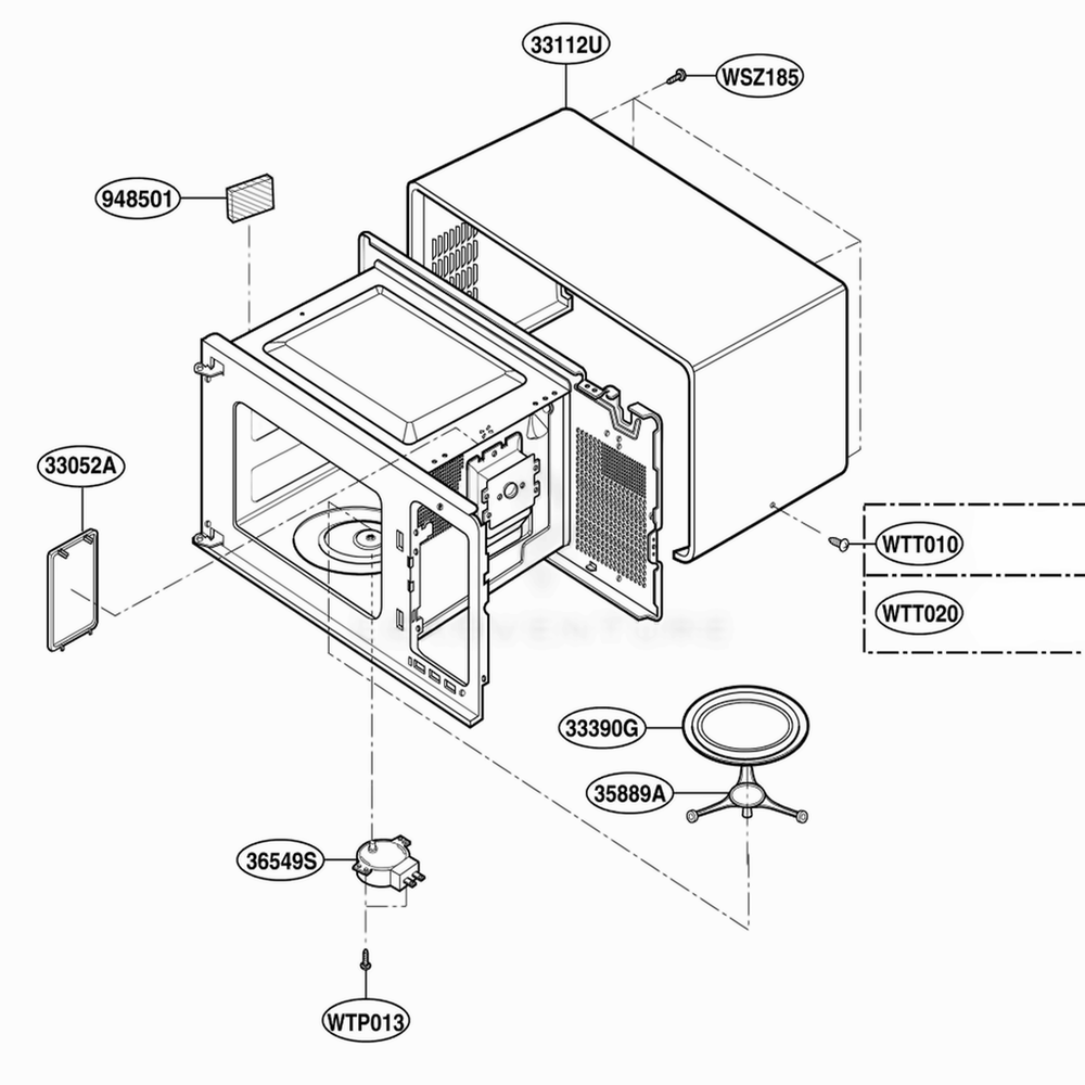 Oven Cavity Parts Diagram and Parts List for MT4110SKB2 CB2EWRP LG Range