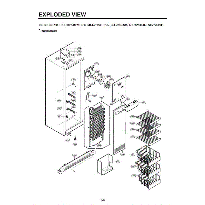 Section 4 Diagram and Parts List for LSC27950SW ASWCLGA LG Refrigerator