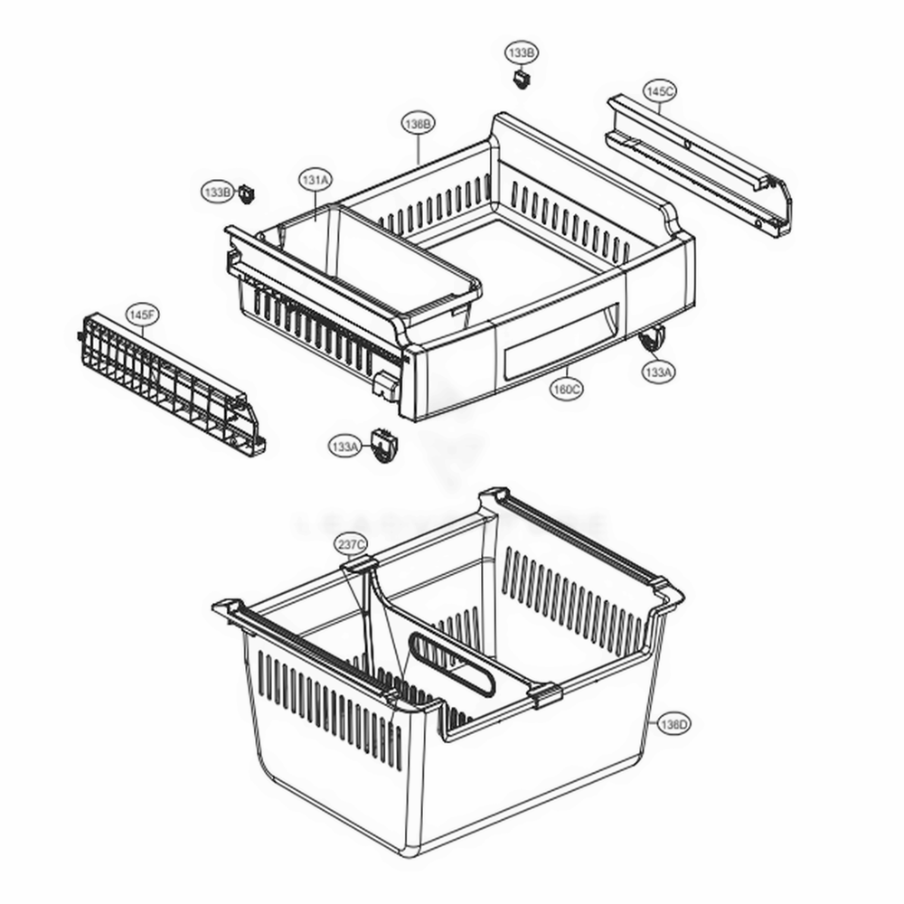 Freezer Parts Diagram and Parts List for LFDS22520S ASTCNA1 LG Refrigerator