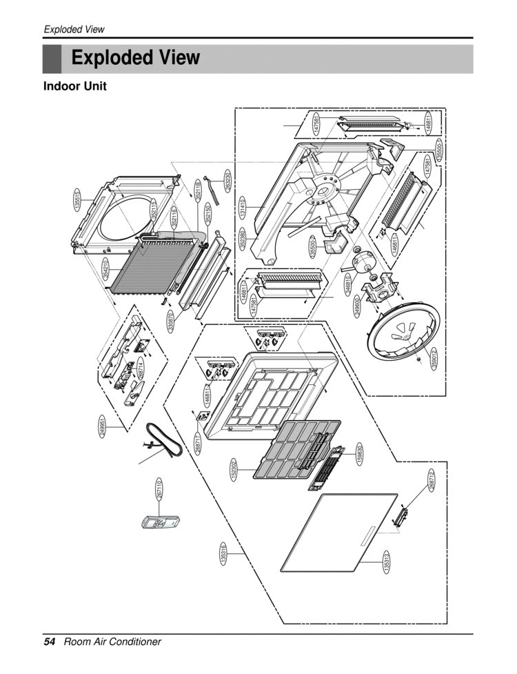 Room Air Conditioner Exploded View Exploded View Diagram and Parts List for LA120CP  LG Air Conditioner