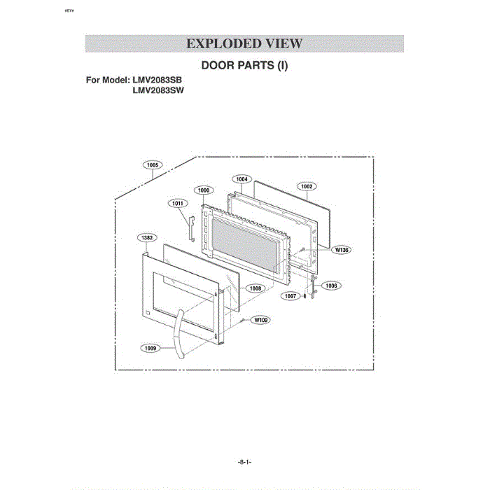 Section 1 Diagram and Parts List for LMV2083SW AWHELGA LG Microwave Oven Combo