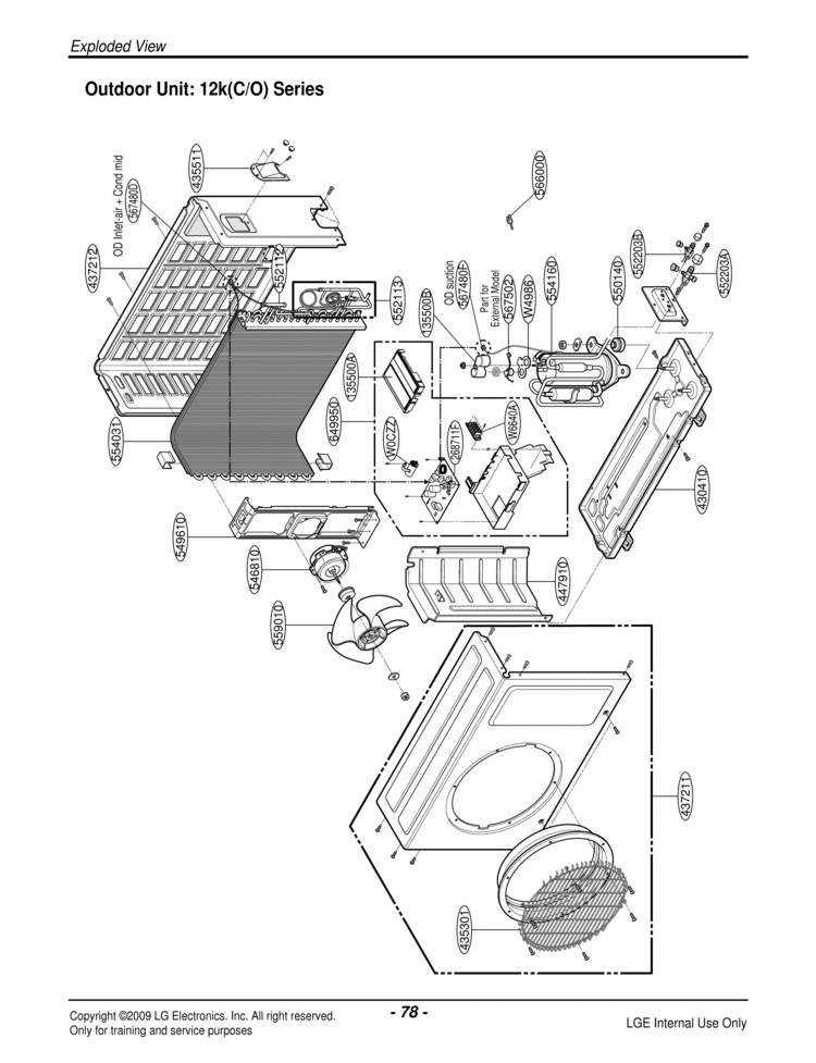 Air Conditioner Exploded View 1 Diagram and Parts List for LS120CEAWHAEUS ASUC121E1Z0 LG Air Conditioner