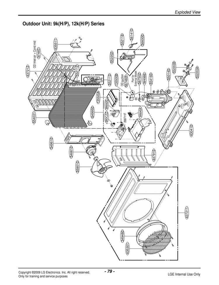 Air Conditioner Exploded View 1 Diagram and Parts List for LSU090HE  LG Air Conditioner