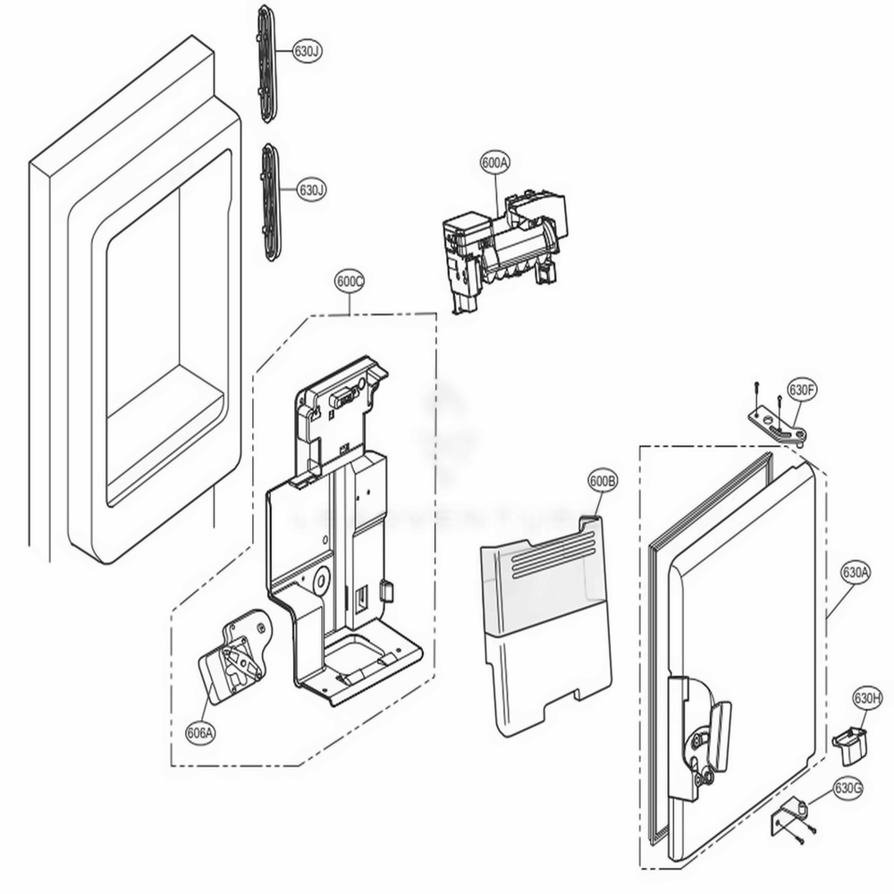 Ice Maker Parts Diagram and Parts List for 71036 ATICSE0 LG Refrigerator