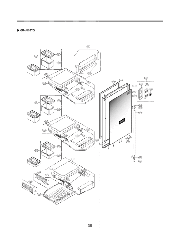 Exploded View Diagram and Parts List for GR-J303TG AMWCSJA LG Refrigerator