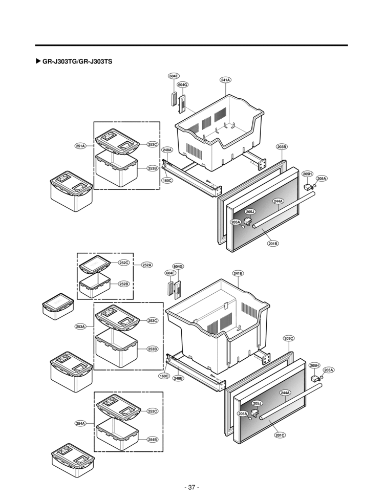 Refrigerator Exploded View 3 Diagram and Parts List for GR-J303TS GR-J303TS LG Refrigerator