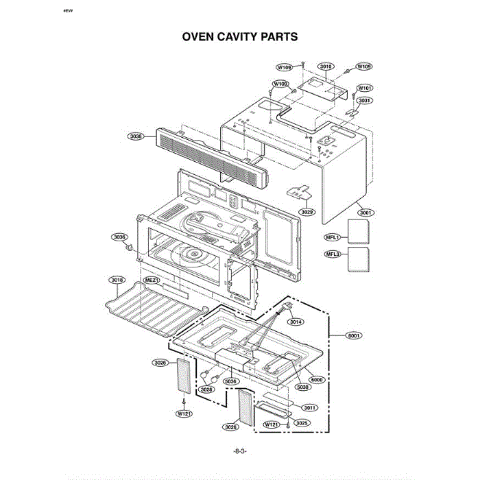Section 7 Diagram and Parts List for MV-1525B BKEGSE LG Microwave Oven Combo