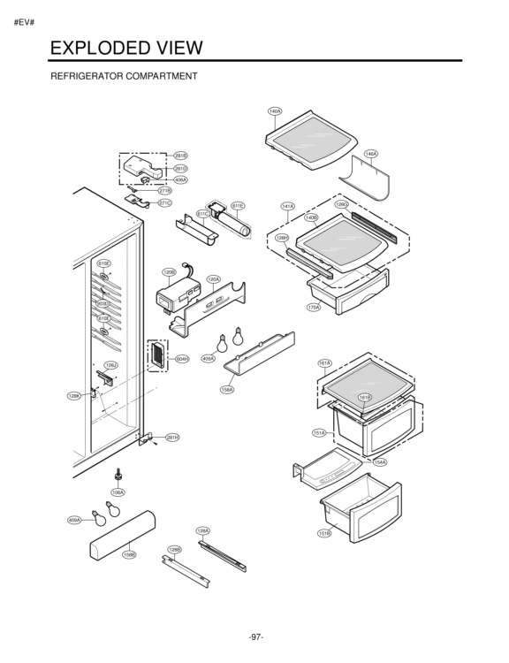 EXPLODED VIEW REFRIGERATOR COMPARTMENT Diagram and Parts List for LSC27926TT  LG Refrigerator