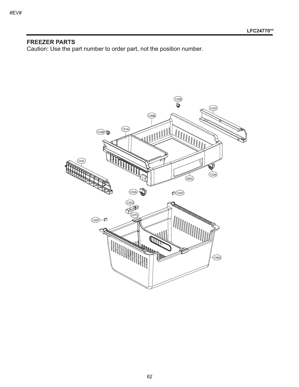 Freezer Parts Diagram and Parts List for GM-B243RSFM ASTCNA1 LG Refrigerator