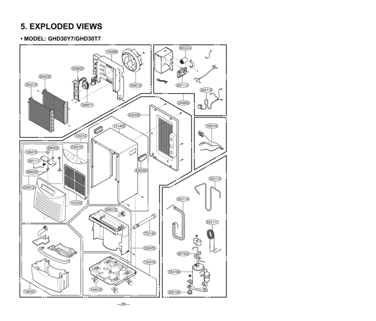 EXPLODED VIEWS Diagram and Parts List for GHD30T7 TD301EHA4 LG Dehumidifier