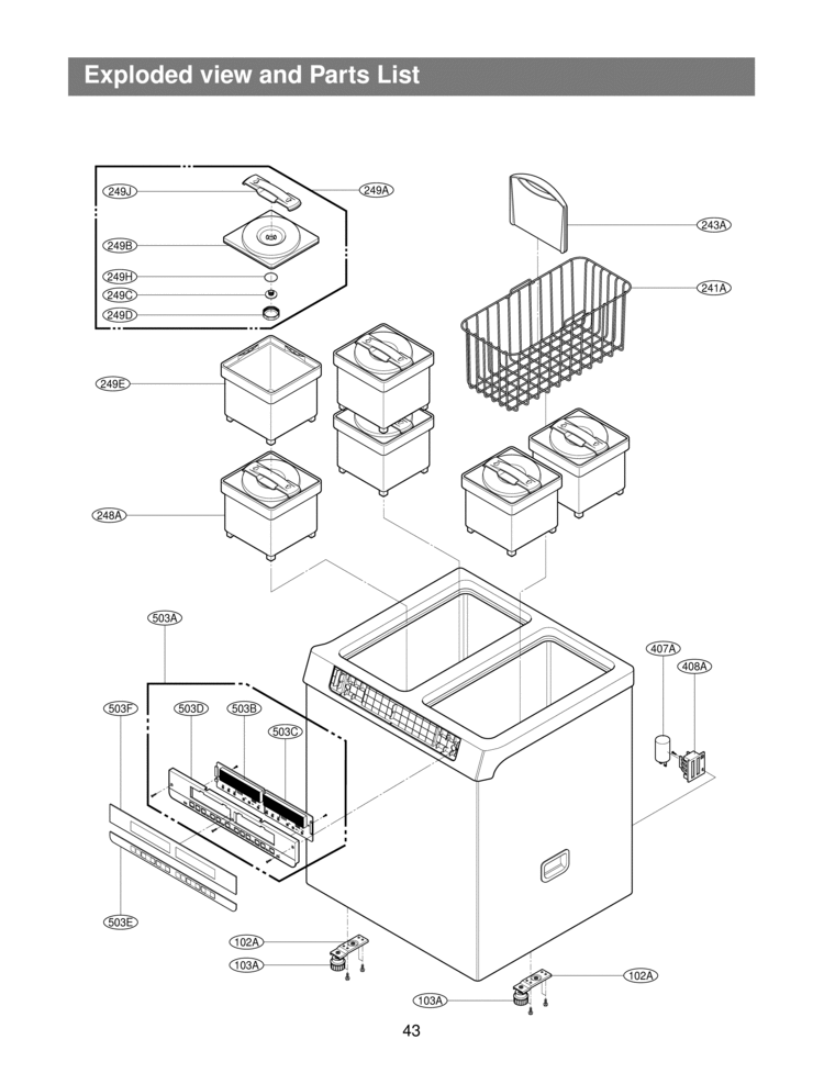 Refrigerator Exploded View 2 Diagram and Parts List for GR-K13PBQ  LG Refrigerator