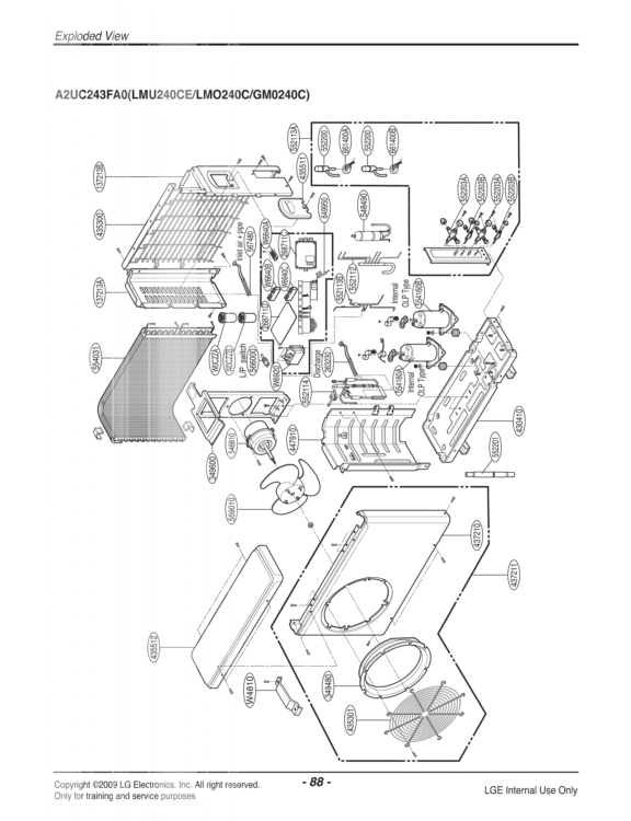 Air Conditioner Exploded View 1 Diagram and Parts List for LMU240CEAWGAEUS  LG Air Conditioner