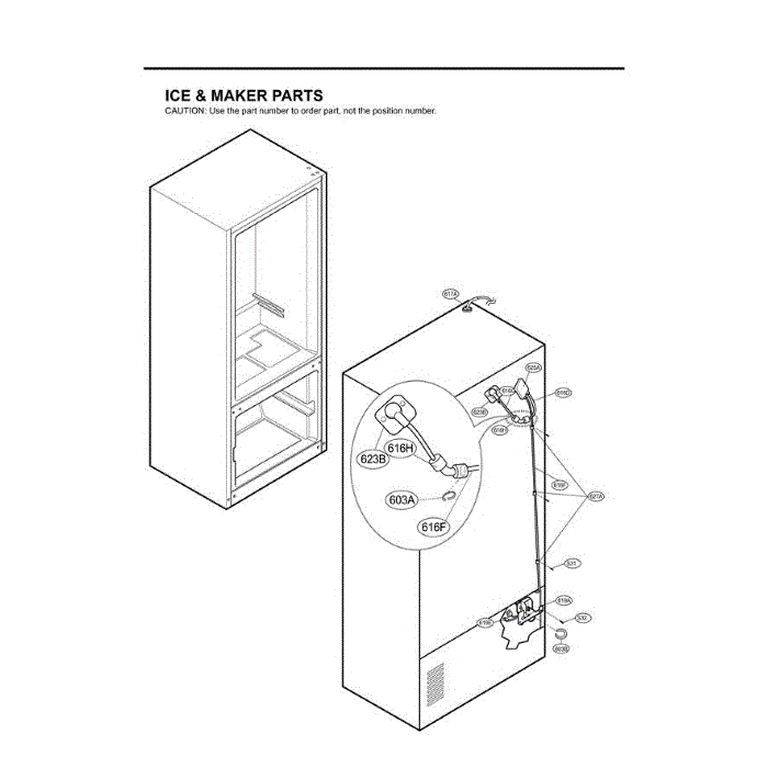 Section 1 Diagram and Parts List for LFX25971SW ASW3LGA LG Refrigerator