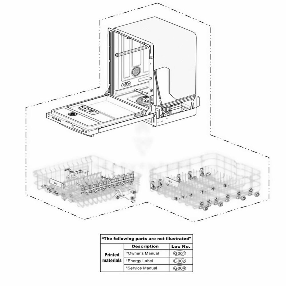 Main Diagram and Parts List for 39232533 ASTEEUS LG Dishwasher