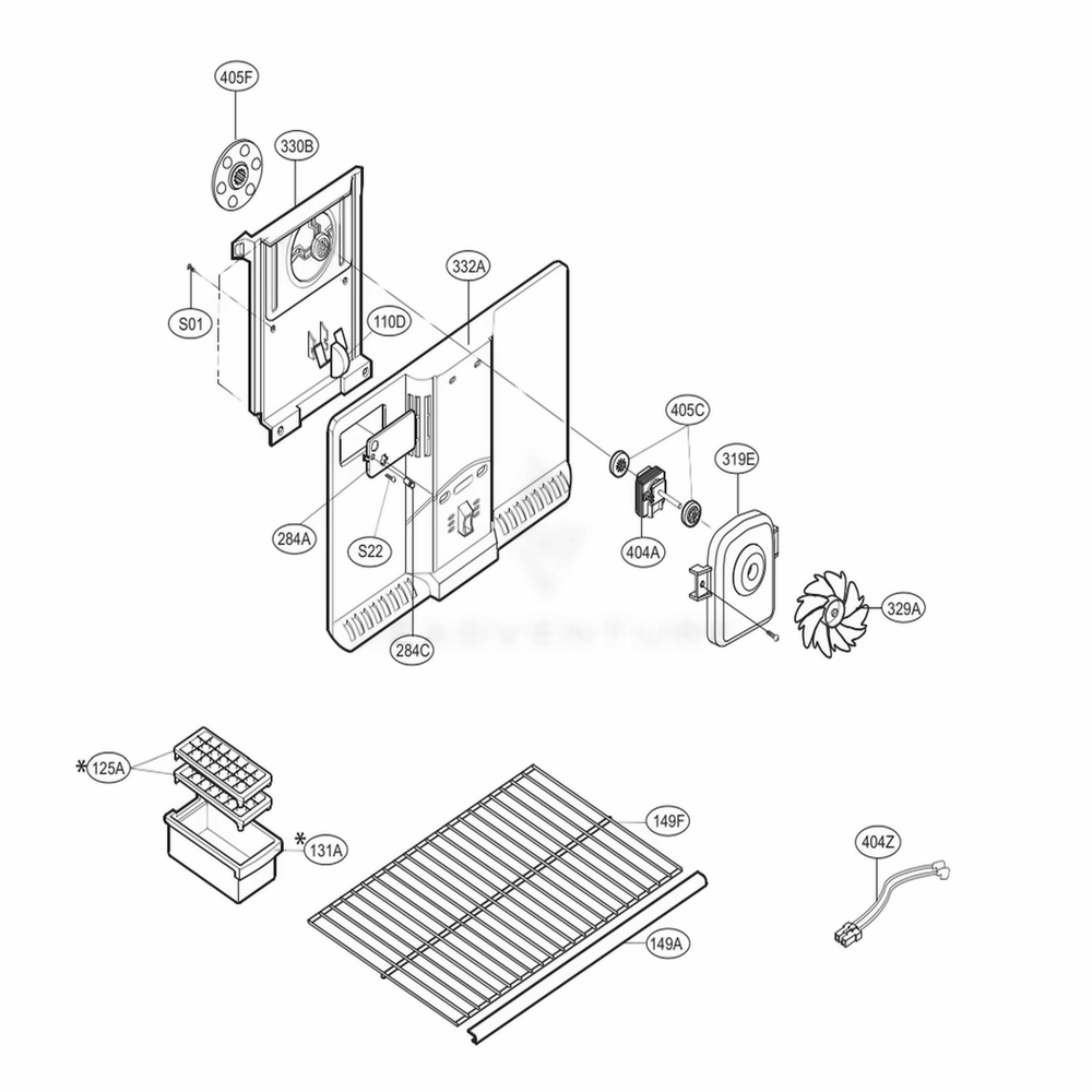 Freezer Parts Diagram and Parts List for 69974 ABI3SER LG Refrigerator