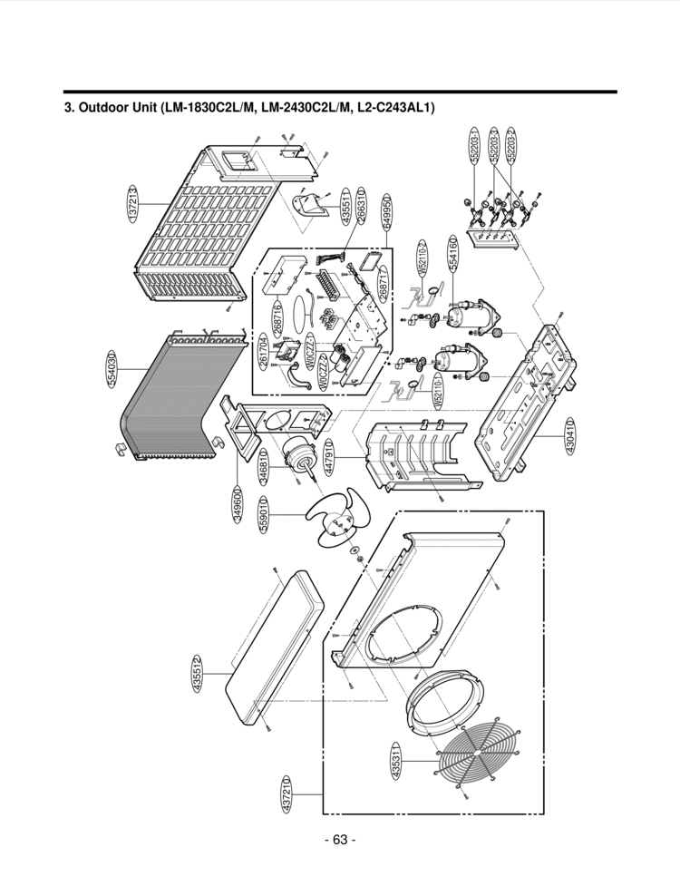 Outdoor Unit Diagram and Parts List for HMC24AD  LG Air Conditioner