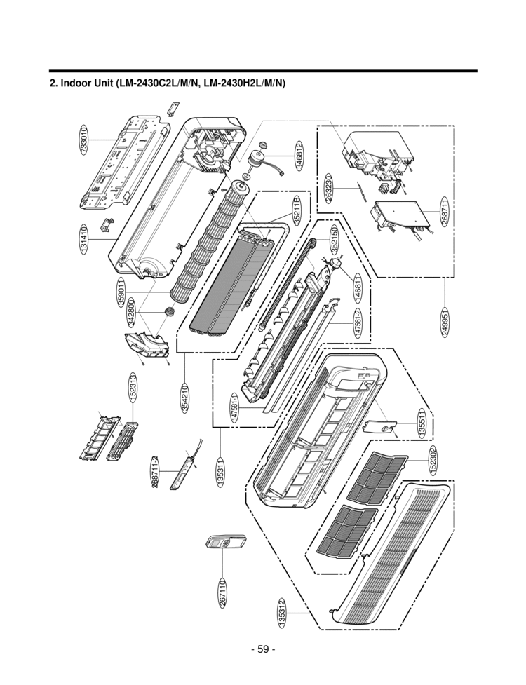 Indoor Unit Diagram and Parts List for LM-2430H2L LM-2430H2L LG Air Conditioner