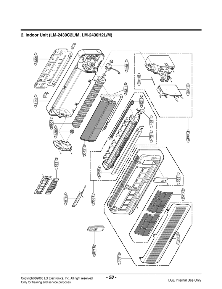 Air Conditioner Exploded View 1 Diagram and Parts List for HMH024KDD1  LG Air Conditioner