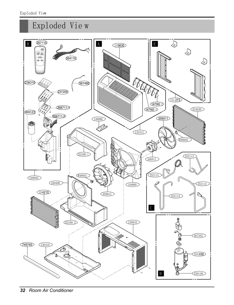 Exploded View Exploded Vie w Diagram and Parts List for WG5005R WG5005RY6 LG Air Conditioner