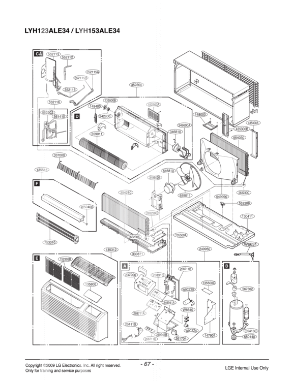 Air Conditioner Exploded View 1 Diagram and Parts List for LP150HED ASBBEUS LG Air Conditioner