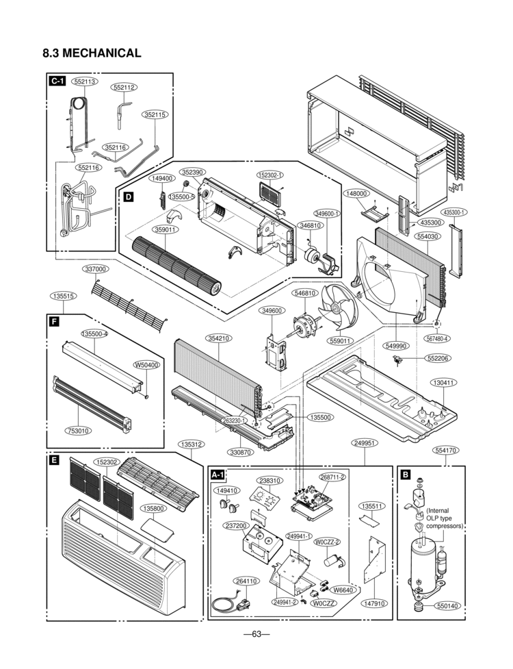 MECHANICAL Diagram and Parts List for LP121HEM  LG Air Conditioner