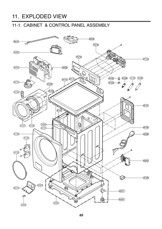 EXPLODED VIEW  CABINET & CONTROL PANEL ASSEMBLY Diagram and Parts List for WM2688HWM ABWEEUS LG Washer