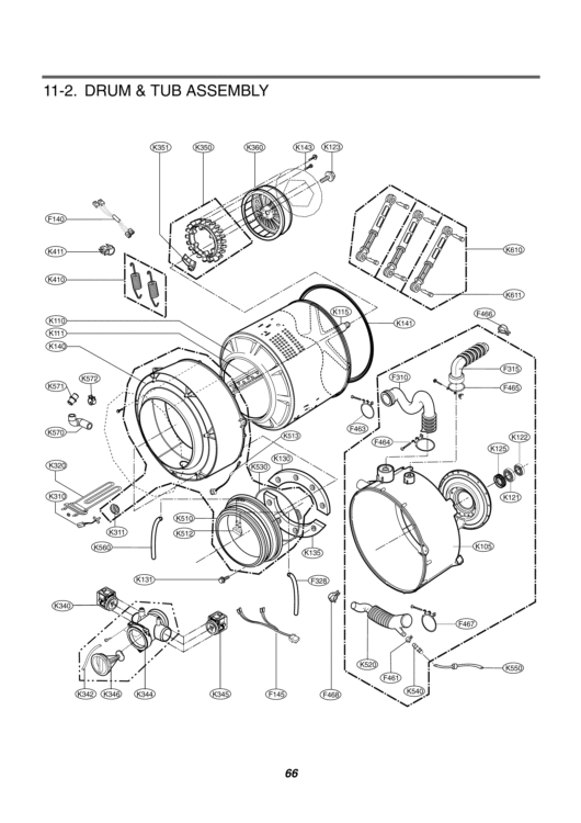 DRUM & TUB ASSEMBLY Diagram and Parts List for WM2688HWM ABWEEUS LG Washer